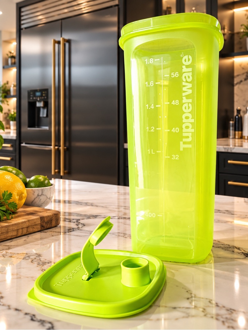 Tupperware Bright Lime Green Modular Food Storage Container with Pour Spout 2L